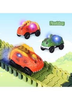 Y&D Dinosaur Cars with LED Light Sound Dino Car Toys Gifts Animal Vehicles for Boys Girls Birthday Compatible Most Tracks,Dino Accessories Race Track Sets 2 Pack  - Image 4