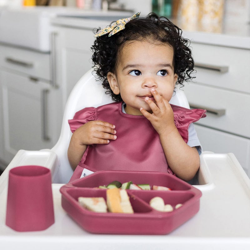 Tiny Twinkle مريلة أطفال مضادة للفوضى من Tiny Twinkle - مريلة مقاومة للماء وقابلة للمسح مع جيب - مريلة طعام للأطفال للبنات والأولاد (3 عبوات، وحيد القرن) - Image 3