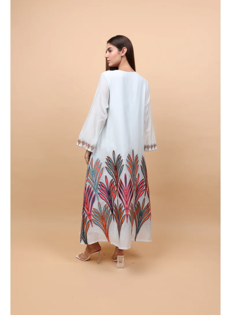 IKKXA  Colorful Patterns Crystal Details Jalabiya  | Best Price UAE