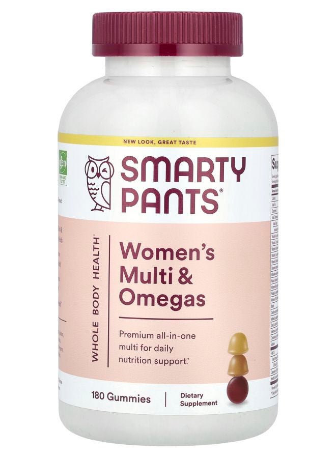 SmartyPants Women's Multi & Omegas Gummies Blueberry Orange and Lemon Creme 180 Gummies