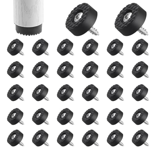 Serplex® 32Pcs Table Feet Pads, Screw-in Floor Protectors Wooden Furniture Feet Pads, Wear-Resistant PVC, 2.4cm Dia, Anti-Slip Feet Risers for Table, Chair, Stool, Desk - Image 1
