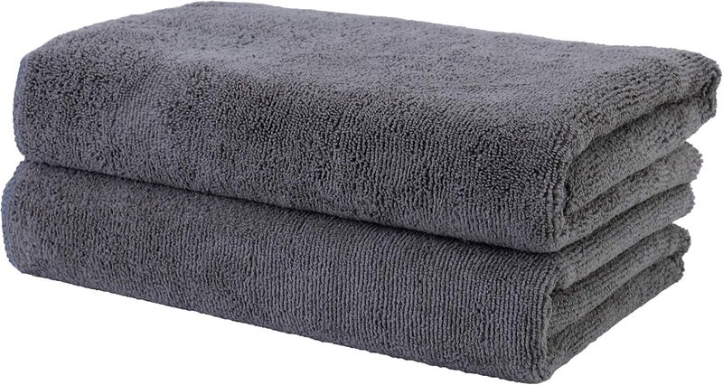 Polyte Professional Quick Dry Lint Free Microfiber Hair Drying Salon Towel, 20 x 40 in, 2 Pack (Dark Gray) - Image 1