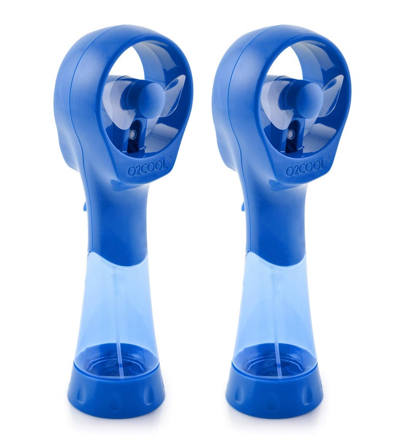 O2COOL 2 Pack Elite Battery Powered Handheld Water Misting Fans (Blue) - Image 1