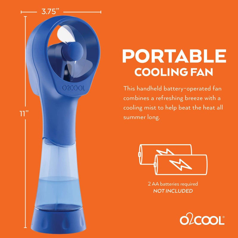 O2COOL 2 Pack Elite Battery Powered Handheld Water Misting Fans (Blue) - Image 5