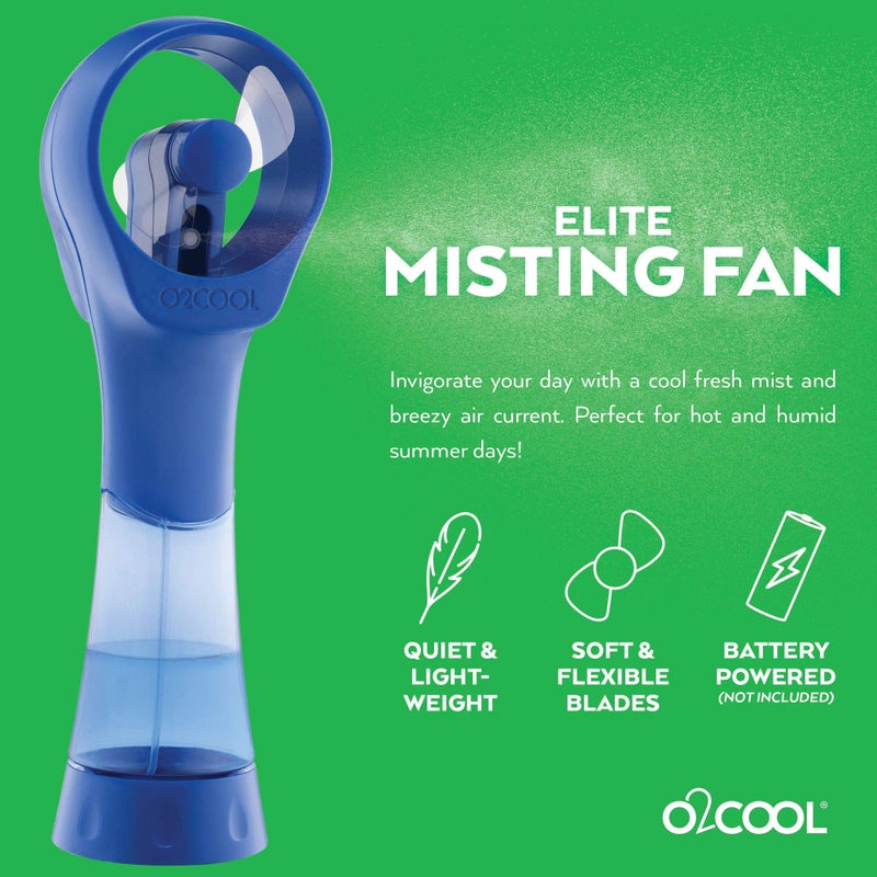O2COOL 2 Pack Elite Battery Powered Handheld Water Misting Fans (Blue) - Image 2