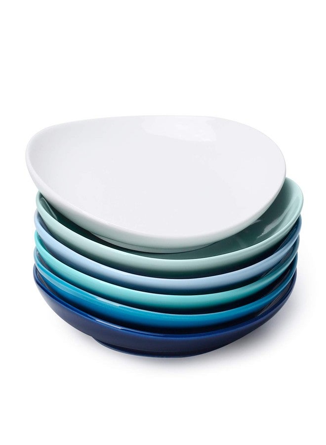 Sweese Porcelain Dessert Plates - 7.8 Inch Salad Plates, Small Appetizer Plates Set of 6 - Dishwasher, Microwave, Oven Safe - Azure Dreamscape Color - Image 1