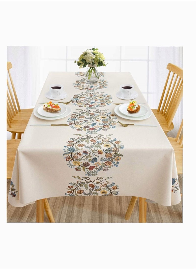 Captaintech Waterproof Vinyl Tablecloths, SYOSI Heavy Duty Oil Proof Spill Proof Plastic Table Cloth, Wipe Clean PVC Table Cover for Summer Indoor and Outdoor Decorations (Embroidery Flower, 54In×54In, Square)  - Image 1