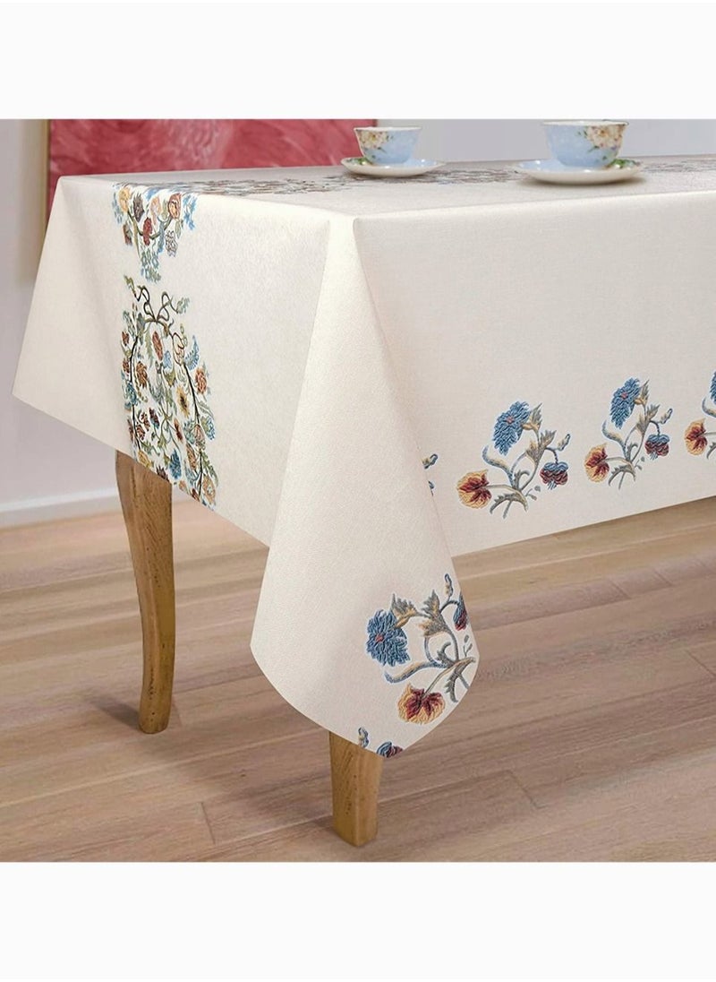 Captaintech Waterproof Vinyl Tablecloths, SYOSI Heavy Duty Oil Proof Spill Proof Plastic Table Cloth, Wipe Clean PVC Table Cover for Summer Indoor and Outdoor Decorations (Embroidery Flower, 54In×54In, Square)  - Image 5