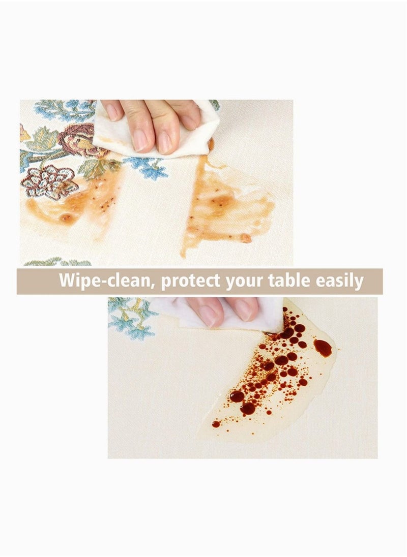 Captaintech Waterproof Vinyl Tablecloths, SYOSI Heavy Duty Oil Proof Spill Proof Plastic Table Cloth, Wipe Clean PVC Table Cover for Summer Indoor and Outdoor Decorations (Embroidery Flower, 54In×54In, Square)  - Image 3