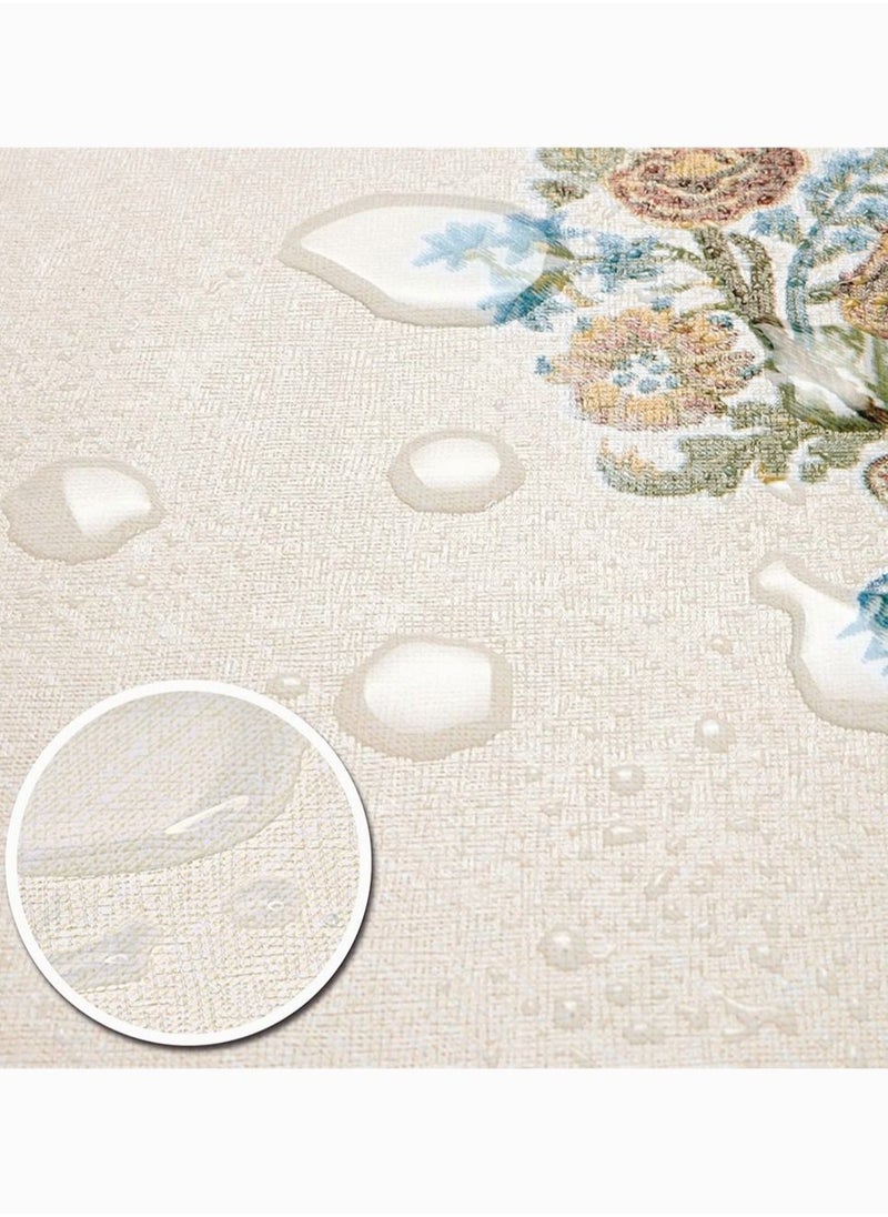 Captaintech Waterproof Vinyl Tablecloths, SYOSI Heavy Duty Oil Proof Spill Proof Plastic Table Cloth, Wipe Clean PVC Table Cover for Summer Indoor and Outdoor Decorations (Embroidery Flower, 54In×54In, Square)  - Image 4
