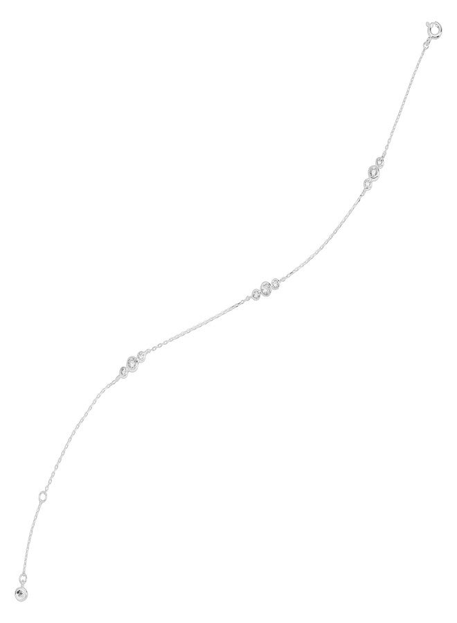 Silpada سلسلة كاحل فضة استرلينية .925 للنساء، سوار كاحل زركونيا مكعبة، فكرة هدية مجوهرات، 'كلاريتي لول'، 9" + 1" - Image 2