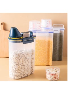 Gerenic Kitchen Storage Container With Measuring Cup Lid For Flour Sugar Grain Rice Beans Capacity 2kg (Random Colour)  - Image 2