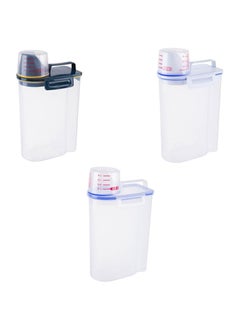 Gerenic Kitchen Storage Container With Measuring Cup Lid For Flour Sugar Grain Rice Beans Capacity 2kg (Random Colour)  - Image 3