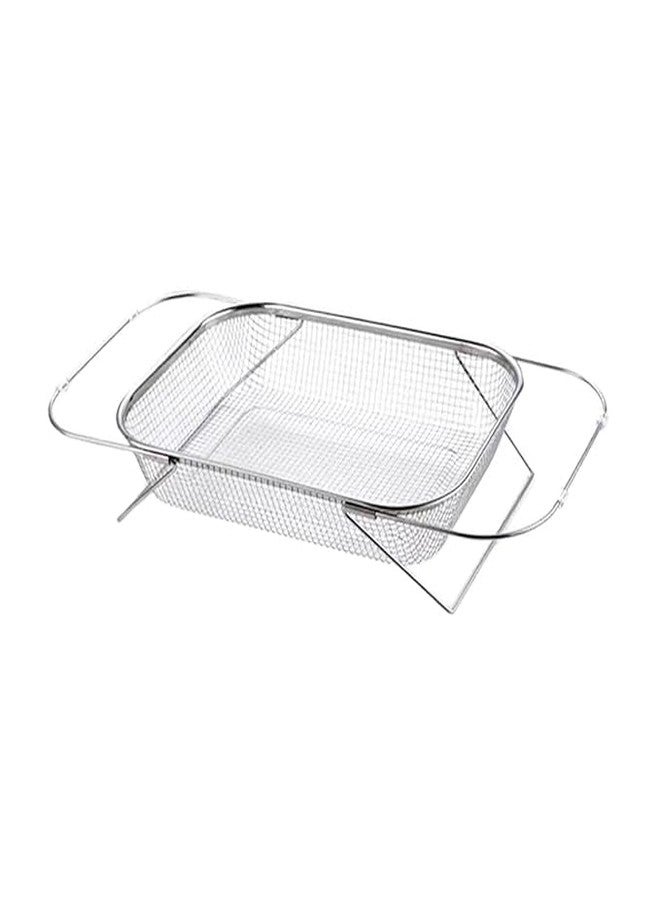 DHULKI Over The Sink Colander Strainer Stainless Steel Kitchen Sink Drain Basket Storage Dish Rack Adjustable,Durable, Rubber Grip Handle, Fine Mesh Strainer Expandable Rinse Fruits, Vegetables - Image 1