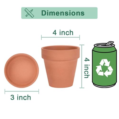 vensovo 4 Inch Terracotta Plant Pots with Saucer - 6 Pack Clay Flower Pots with Drainage, Great for Plants, Crafts, Wedding Favor - Image 5