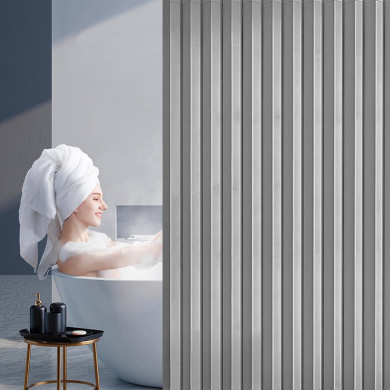 South To East South to East Waterproof Shower Curtain, NO Liner Needed, Heavy Duty Folding Linen Shower Curtain, 72x80 Magnetic Fabric Shower Curtain Sets for Bathroom, Stainless Steel Hooks, Grey  - Image 4