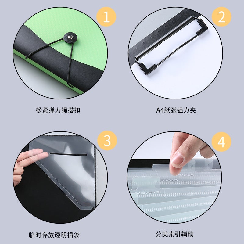 Two-In-One Organ Bag Folder 13 Grid Student Test Paper Organizing Storage Folder Office Data Classification File Package - Image 5