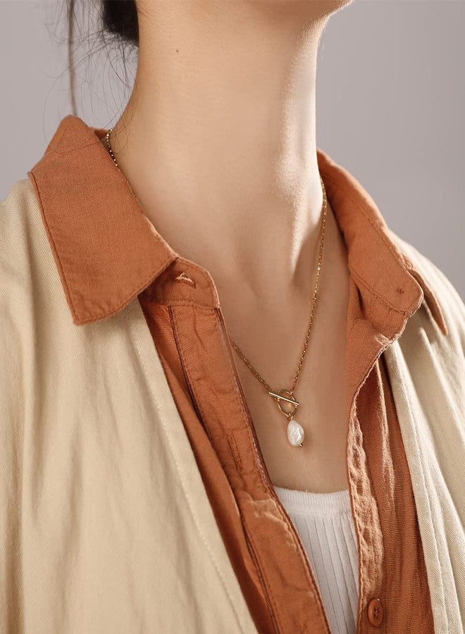 يرتير قلادة لؤلؤ باروكية أنيقة من YERTTER، سلسلة مطلية بالذهب، قلادة تشوكر من اللؤلؤ، قلادة تشوكر للنساء للحفلات (النمط B) - Image 3