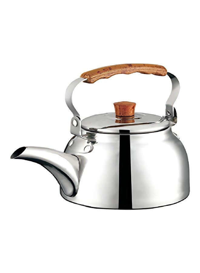 Durable Premium Grade Stainless Steel Tea Kettle with Secure Lid Silver and Brown 1 L 01-002 