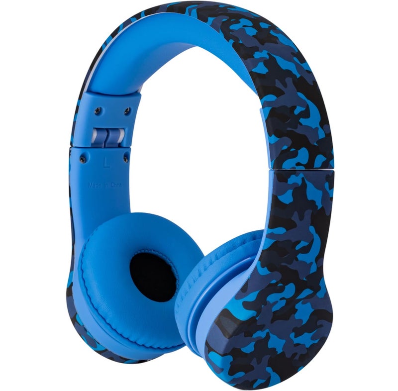 Snug Play+ Kids Headphones â€“ Volume Limited 93dB for Safe Listening â€“ Foldable, Durable Headphones for Toddlers, Boys & Girls â€“ Tangle-Free Cord â€“ Ideal for Travel, School, Tablets - Blue Camo