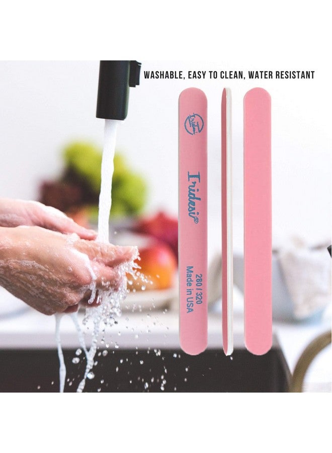 Iridesi Nail Files and Buffers Premium Pink Light Pink 280 320 Washable Emery Boards 7 Inches Long 12 Pack - Image 5