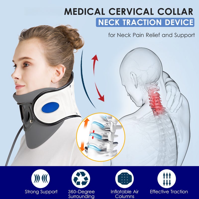 LEAMAI Medical Cervical Collar Neck Traction Device Inflatable Pinched Nerve Neck Stretcher for Neck Pain Relief and Support at Home Office On the Go - Image 5
