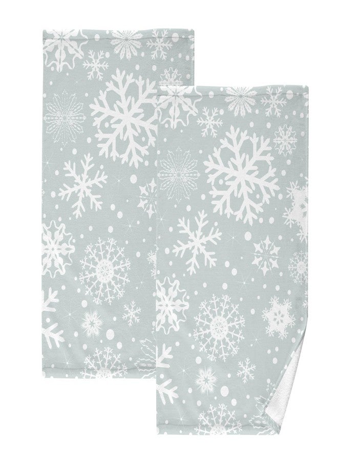 OTVEE Hand Towels 2 Pcs Gray Christmas Snowflakes Cotton Towel 16x28 Inch Decor Fingertip Towels for Bathroom - Image 1