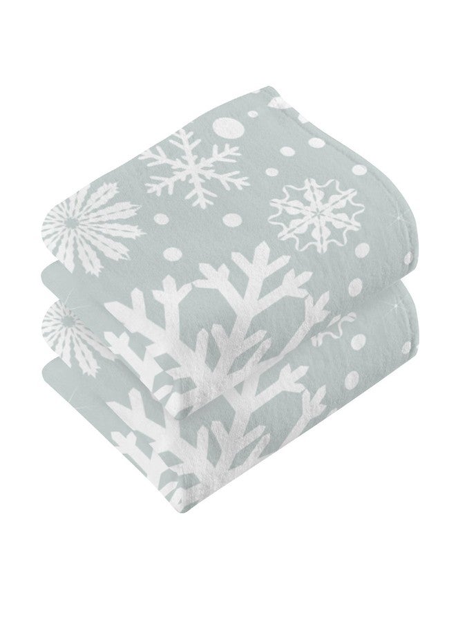 OTVEE Hand Towels 2 Pcs Gray Christmas Snowflakes Cotton Towel 16x28 Inch Decor Fingertip Towels for Bathroom - Image 2