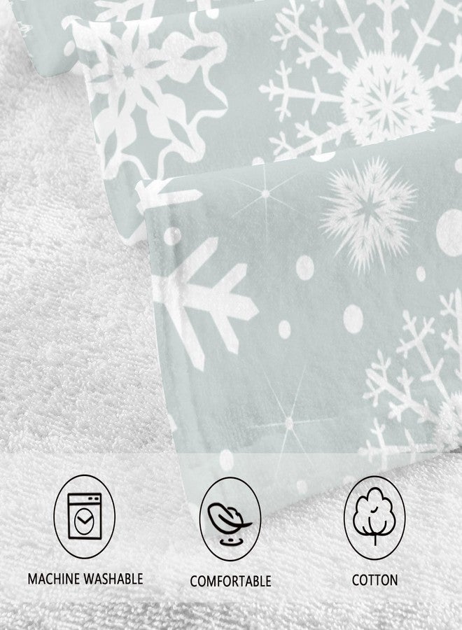 OTVEE Hand Towels 2 Pcs Gray Christmas Snowflakes Cotton Towel 16x28 Inch Decor Fingertip Towels for Bathroom - Image 4