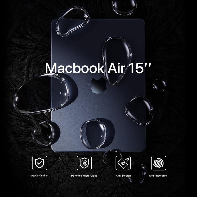 soonjet Compatible for MacBook Air 15 inch Case M4 2025 2024 2023 M3 M2 [100% Match Official Color] [Ultra Thin Armor] Protective Hard Shell Matte Cover for Laptop A3420 A3114 A2941 - Midnight Clear - Image 2
