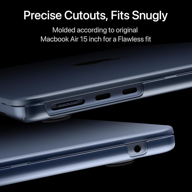 soonjet Compatible for MacBook Air 15 inch Case M4 2025 2024 2023 M3 M2 [100% Match Official Color] [Ultra Thin Armor] Protective Hard Shell Matte Cover for Laptop A3420 A3114 A2941 - Midnight Clear - Image 4