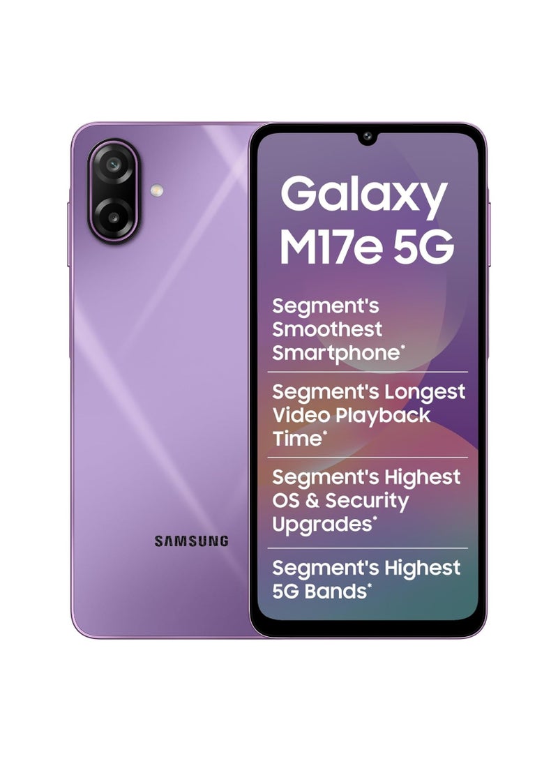 Samsung Galaxy M17e 5G Mobile (Vibe Violet , 6GB RAM, 128GB Storage) | Smoothest 120 Hz Refresh Rate| Monster 6000 mAh Battery | IP54 | 6 Gen OS Upgrades | AI | Gemini Live | Without Charger - Image 1
