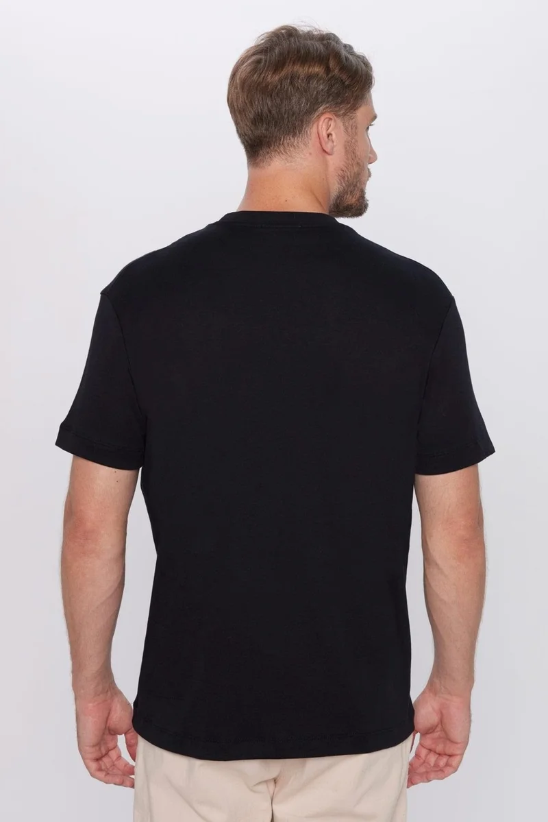 تودورس Men's Relax Fit Comfortable Cut 100% Organic Cotton Soft Texture Black Crew Neck T-Shirt