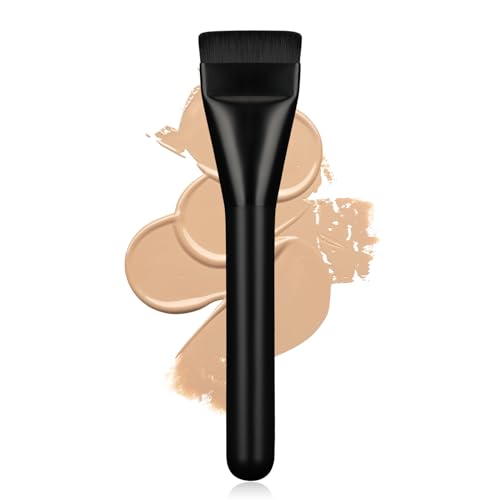 BEAUTYFACTOR Flat Foundation BrushKorean Makeup Brush Spatula Facial Brush for Liquid FoundationPremium Face Makeup Brush for Blending Cream Black - Image 1