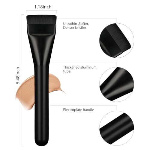 BEAUTYFACTOR Flat Foundation BrushKorean Makeup Brush Spatula Facial Brush for Liquid FoundationPremium Face Makeup Brush for Blending Cream Black - Image 3