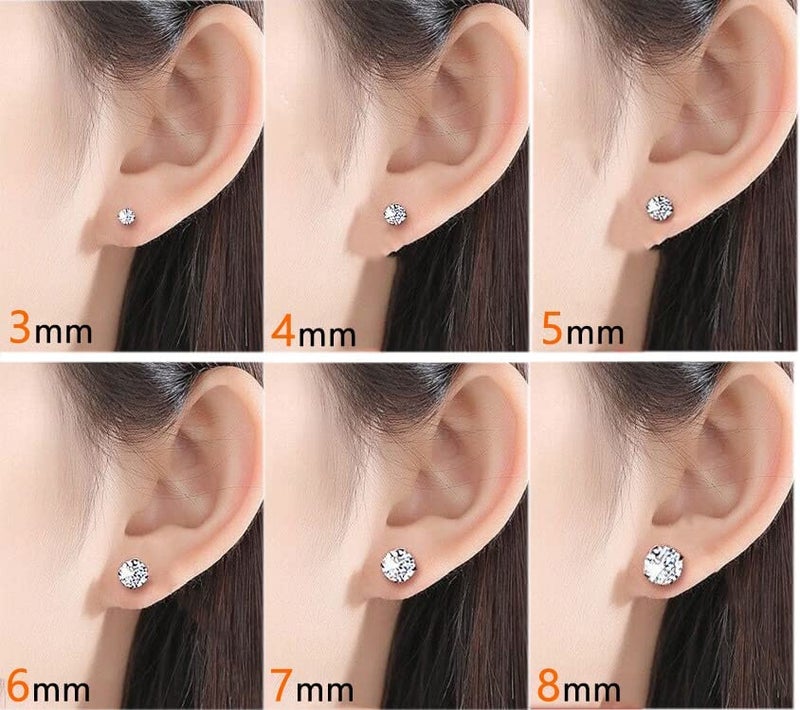 SILBERTALE 3 Pairs 925 Sterling Silver Cubic Zirconia Stud Earrings 3mm-5mm-7mm Set Men Women - Image 4