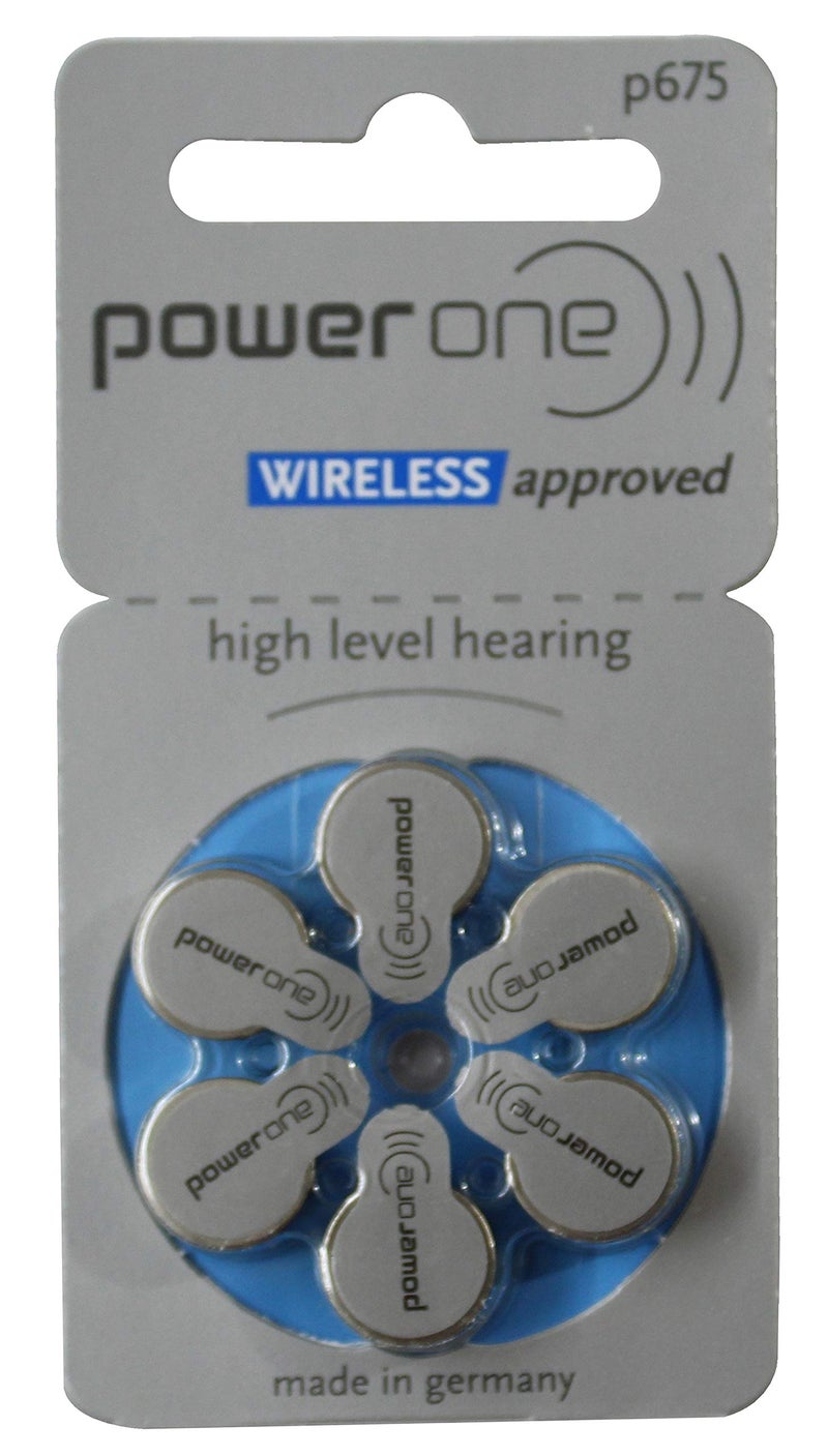 FCS Mercury-Free Zinc Air Power One Size 675 Wireless Approved Hearing Aid Battery (P675, 1 Strip 6 Pc Batteries) - Image 1