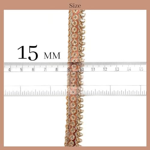 EmbroideryMaterial Zari with Shiny Sequence Sitara Gota Patti Lace for Saree Border, Blouse, Dupatta Border, Lehenga, Kurti etc (18 Meters, Rose Gold, 15mm Wide) - Image 2