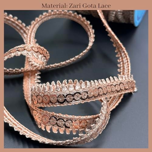 EmbroideryMaterial Zari with Shiny Sequence Sitara Gota Patti Lace for Saree Border, Blouse, Dupatta Border, Lehenga, Kurti etc (18 Meters, Rose Gold, 15mm Wide) - Image 4