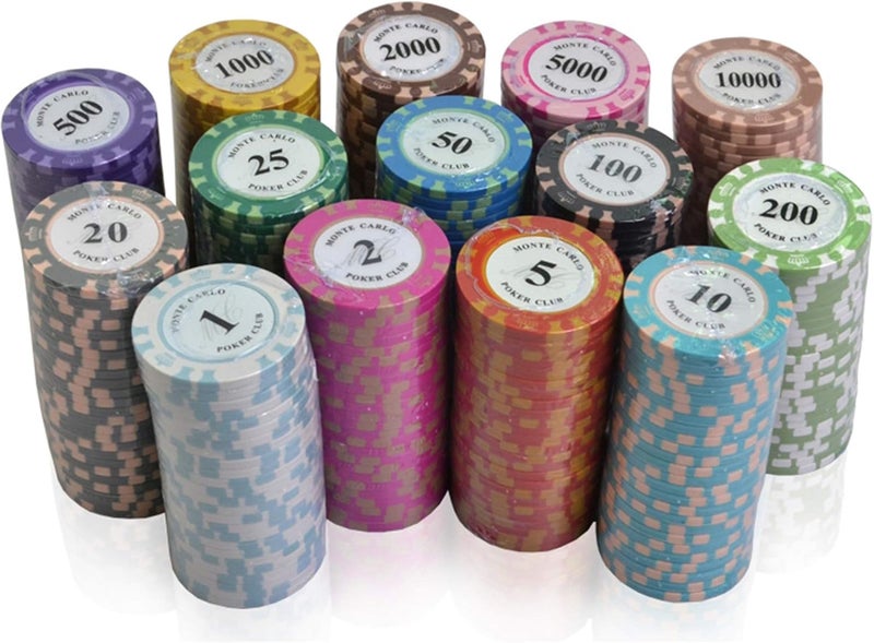 klarako 100Pcs Bar Poker Game Clay Chips Set Blackjack Texas Hold'em Casino Chips in Box  A - Image 2