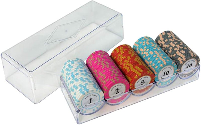 klarako 100Pcs Bar Poker Game Clay Chips Set Blackjack Texas Hold'em Casino Chips in Box  A - Image 1