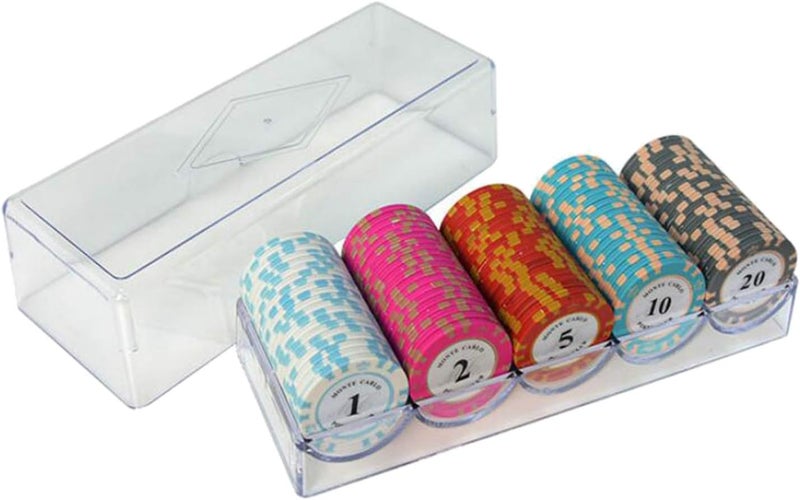 klarako 100Pcs Bar Poker Game Clay Chips Set Blackjack Texas Hold'em Casino Chips in Box  A - Image 3