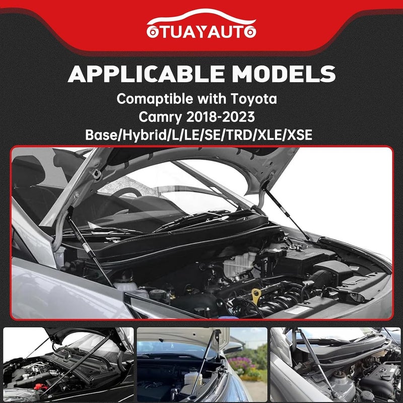 OTUAYAUTO Front Hood Struts Lift Support Replacement for Toyota Camry 2018-2023 Hood Bonnet Shock Strut 5344007010 5344006180 - Image 2