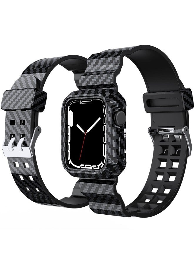 إسكدنيا لساعة Apple IWatch 7 مع ساعة ملتصقة من ألياف الكربون مع مبيعات رياضية - اللون: أحمر عصري 41 ملم - Image 3