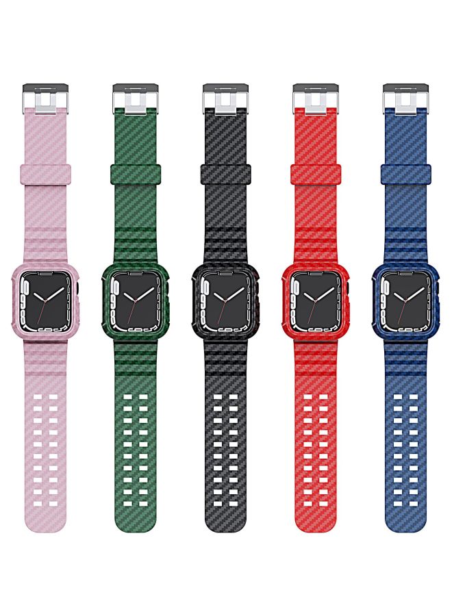 إسكدنيا لساعة Apple IWatch 7 مع ساعة ملتصقة من ألياف الكربون مع مبيعات رياضية - اللون: أحمر عصري 41 ملم - Image 2