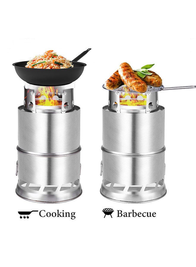Generic Upgrade Camping Stove & Backpacking Stove, with Wood Ash Plate & Foldable Handle , Portable Folding Windproof Wood Burning Stove, Outdoor Camping Hiking Picnic BBQ  - Image 4