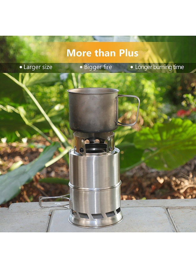 Generic Upgrade Camping Stove & Backpacking Stove, with Wood Ash Plate & Foldable Handle , Portable Folding Windproof Wood Burning Stove, Outdoor Camping Hiking Picnic BBQ  - Image 3