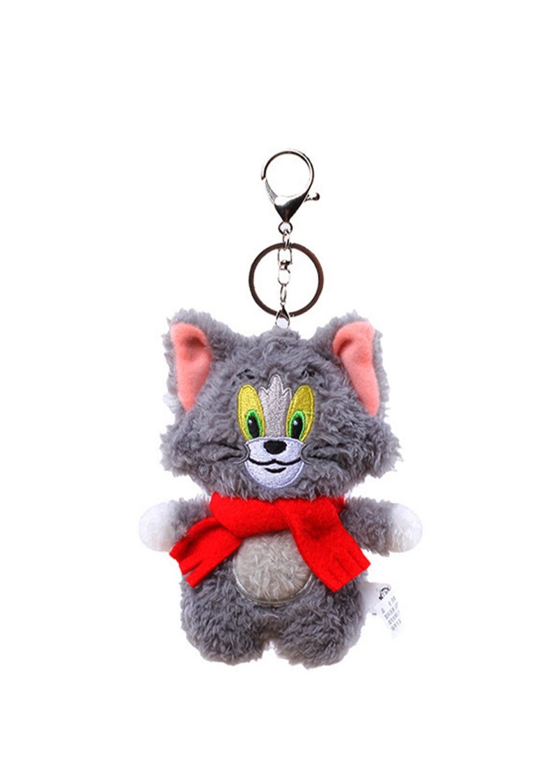 Creative Cute Plush Keychain, Cute Backpack Pendant, Suitable For Wallet Key Ring Decoration, (12cm Tom Cat Pendant, Sound Type)  - Image 1