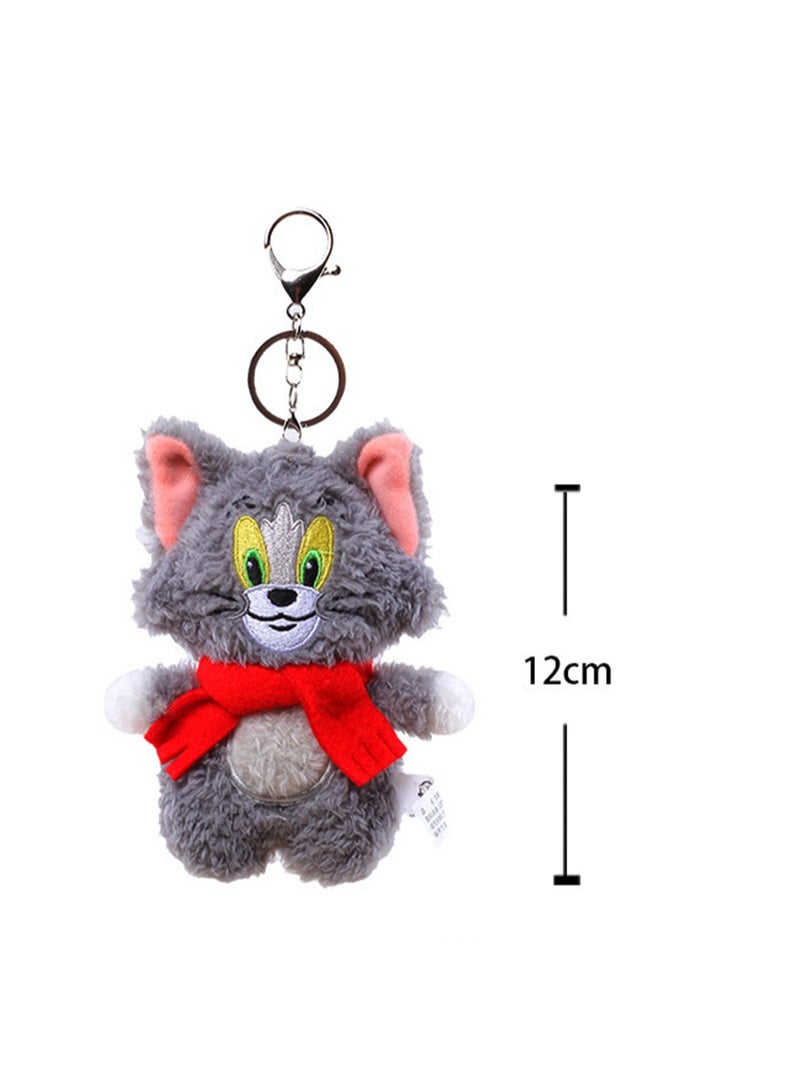 Creative Cute Plush Keychain, Cute Backpack Pendant, Suitable For Wallet Key Ring Decoration, (12cm Tom Cat Pendant, Sound Type)  - Image 2
