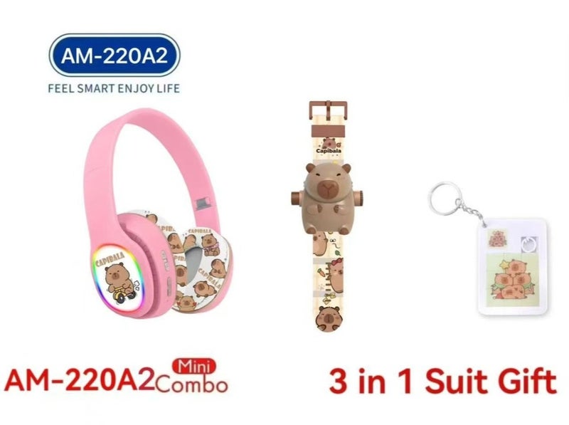 Kids Bluetooth Headset with 3-in-1 Gift Set 【Kids Bluetooth Headset】 + 20-Style Projector Clock + Keychain; A Special Gift for Girls - Image 1